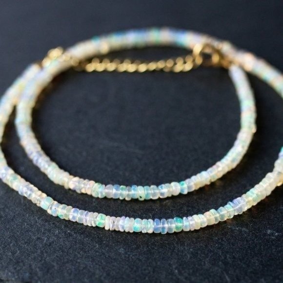 STUNNING AAA FIRE OPAL Beaded Necklace GORGEOUS Ethiopian FIRE Opals 3-4mm - Picture 13 of 14